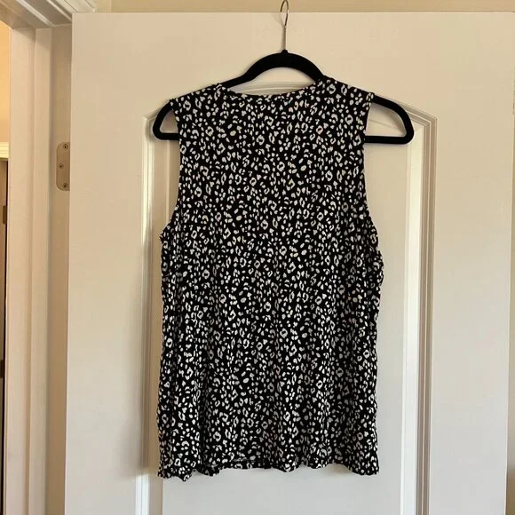 Nine West black & white animal print tank - Picture 2 of 3